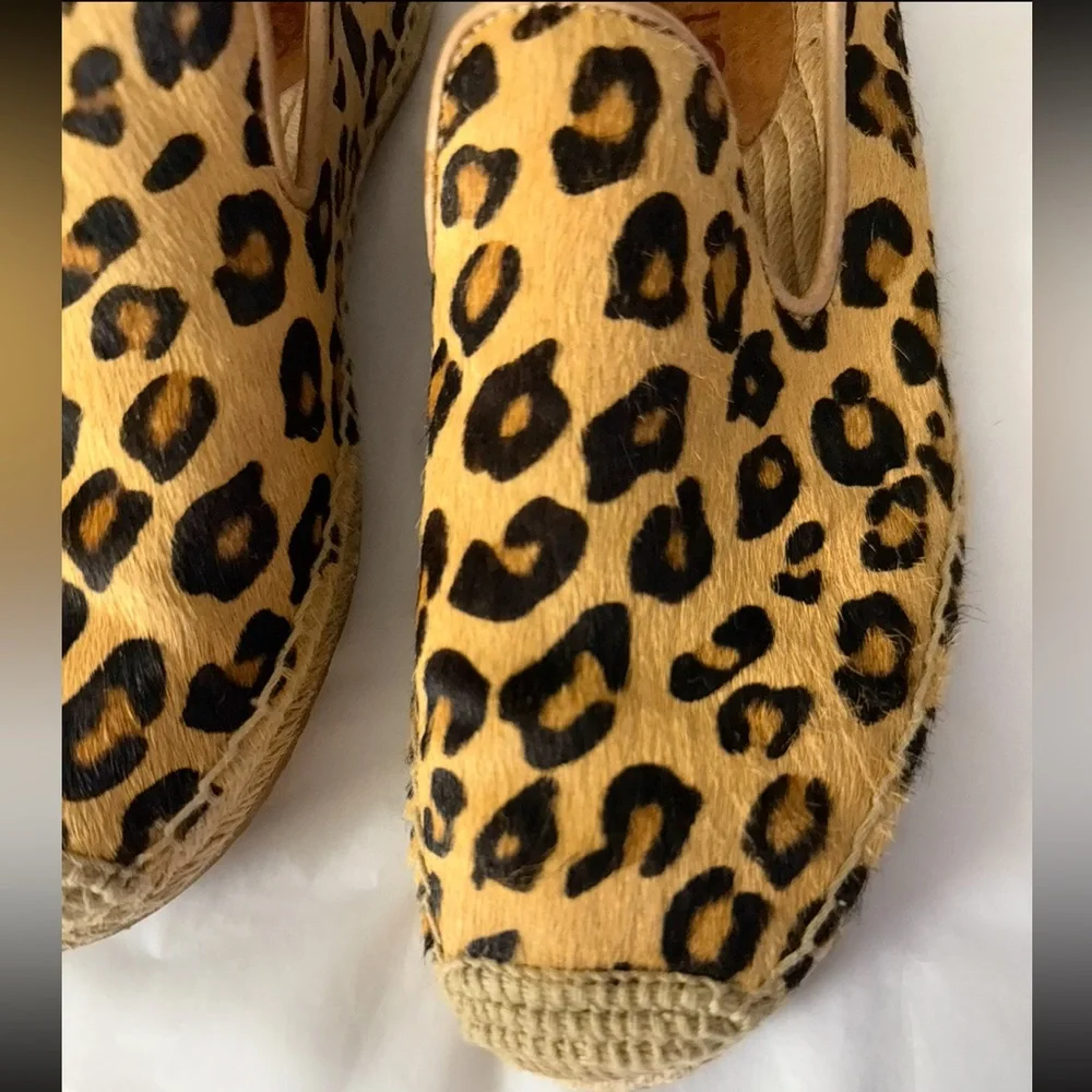 UGG Sandrinne Calf Hair Leopard Print Espadrille Shoes